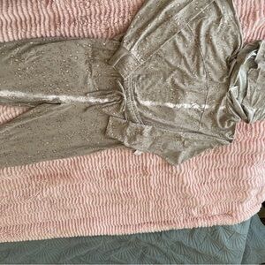 NWT Pink Rose beige animal print hoodie/joggers